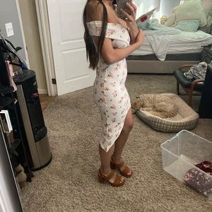 Misguided asymmetric off the shoulder dress